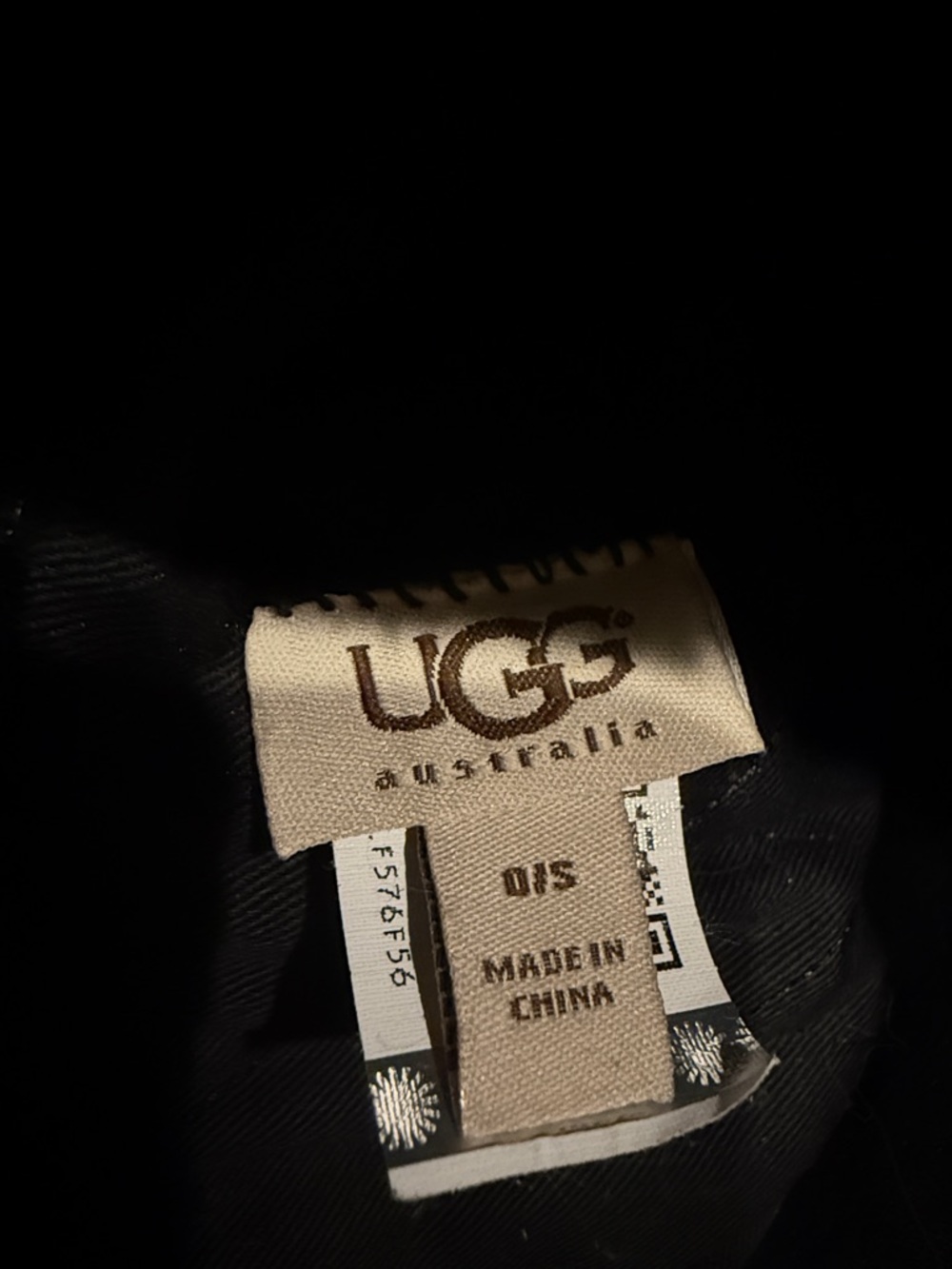 UGG black leather suede Woven Brand Label hat